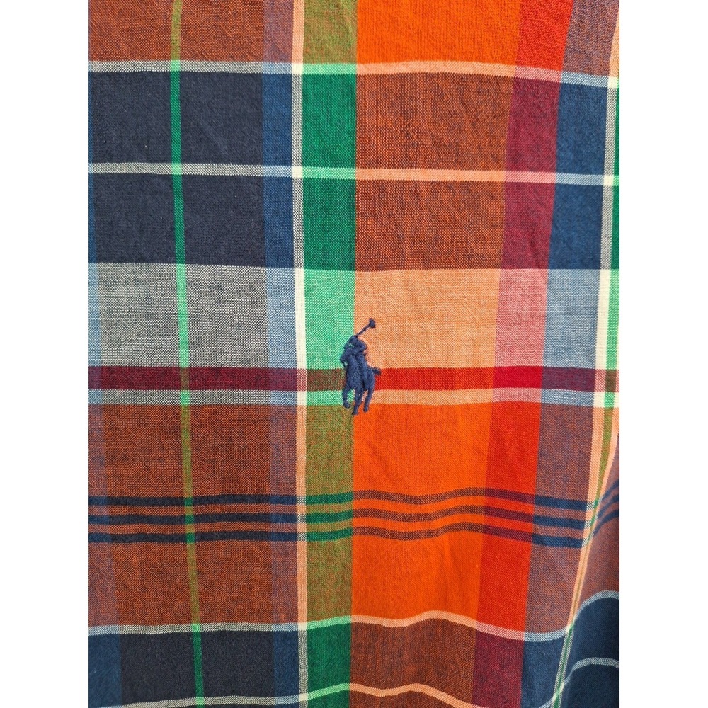 Vintage Ralph Lauren Shirt‎ Mens Large Orange  Plaid Button Up Long Sleeve - Picture 3 of 10